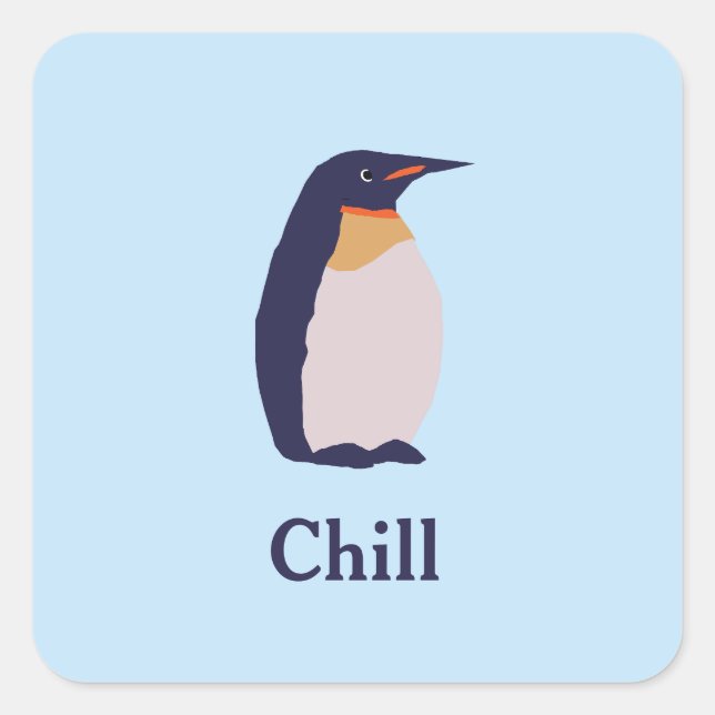 Pingviner, chill fyrkantigt klistermärke (Framsida)