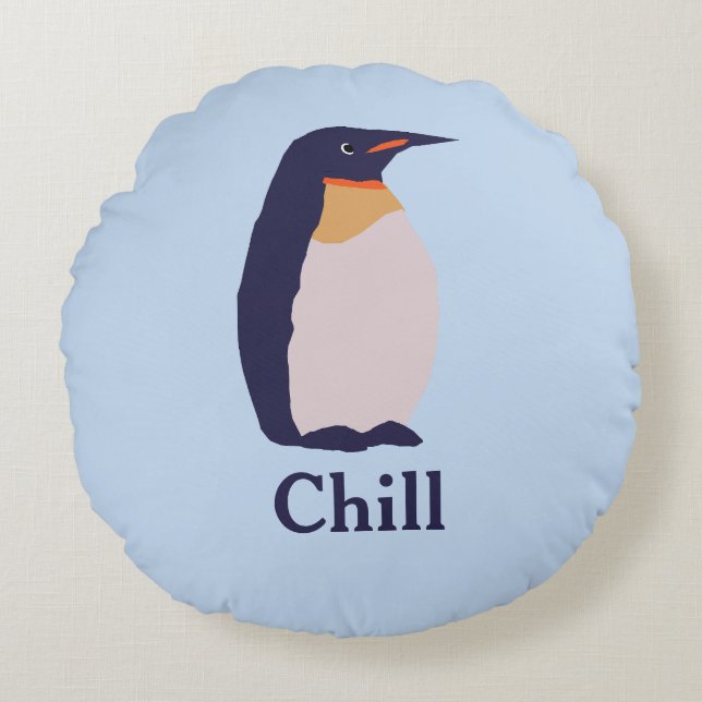 Pingviner, chill rund kudde (Framsidan)
