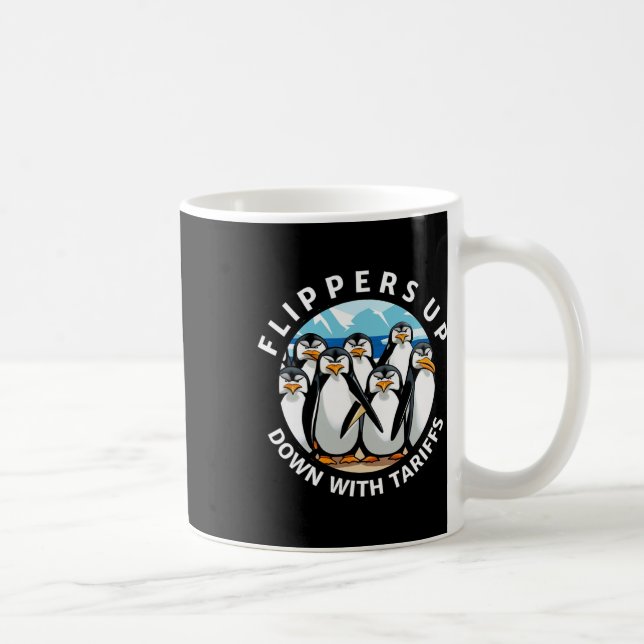 Pingviner Flippers Upp Protest Mot Trump Tariffer Kaffemugg (Höger)