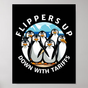 Pingviner Flippers Upp Protest Mot Trump Tariffer Poster