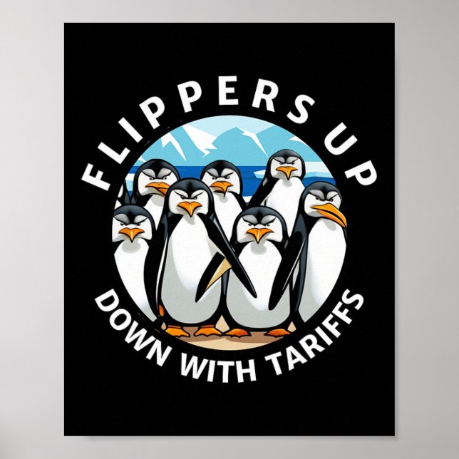 Pingviner Flippers Upp Protest Mot Trump Tariffer Poster (Framsidan)