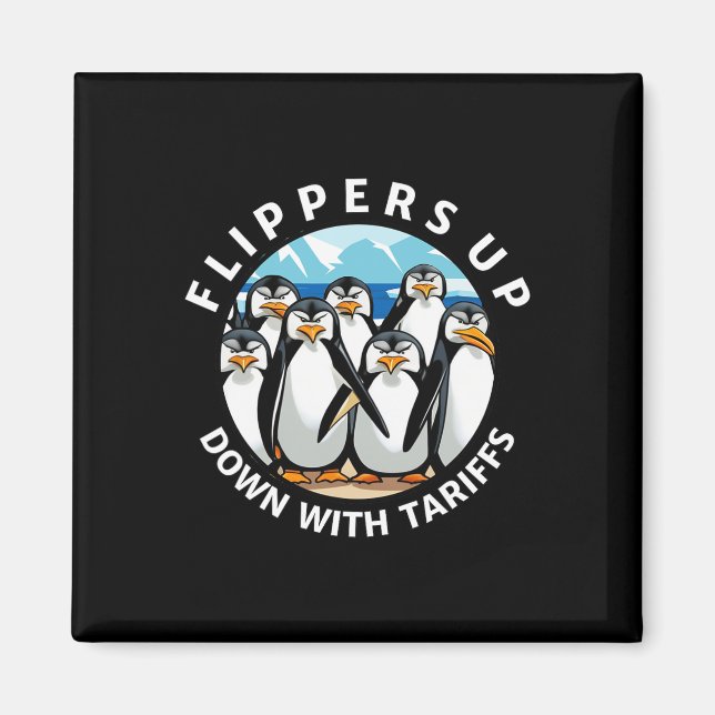Pingviner Flippers Upp Protest Mot Trump Tullar Magnet (Framsidan)
