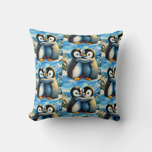 Pingviner med lycklig-fötter kudde