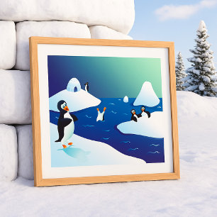 Pingviner Och Is Poster