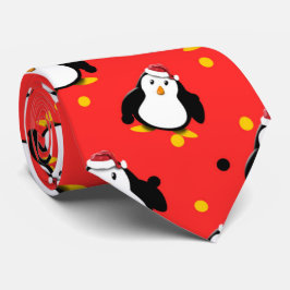 Pingviner på julhumör Santa hatt och kul Slips