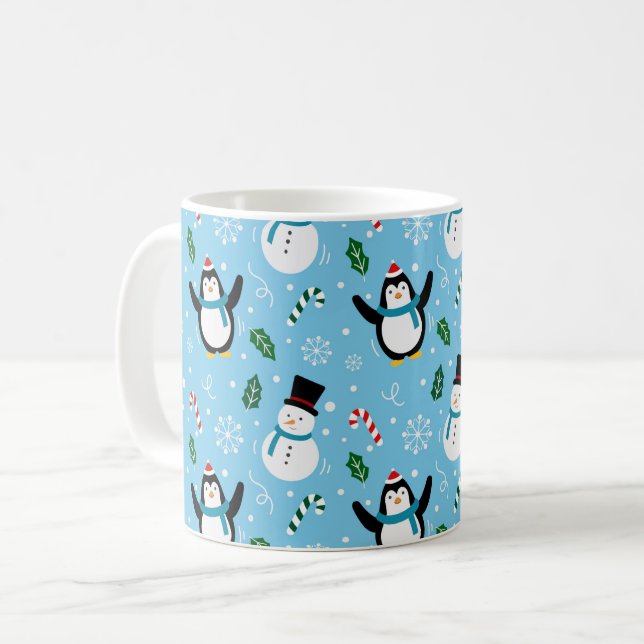 Pingviner & Snömannen Julmugg Kaffemugg (Framsida vänster)