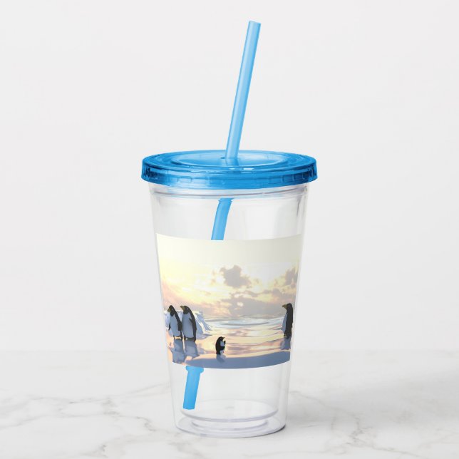 pingviner som chillar på ett isflak take away mugg (Baksida)