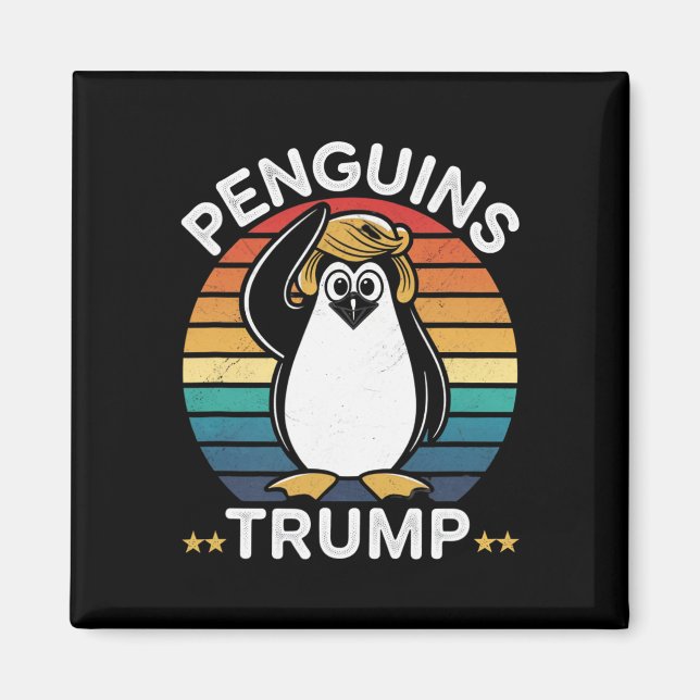 Pingviner Trump Roligt Motstå Protest Design  Magnet (Framsidan)