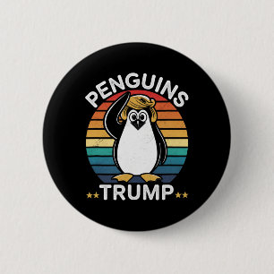 Pingviner Trump Roligt Motstånd Protest Design Knapp