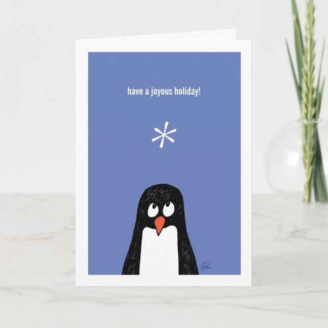 Pingvinet har ett Joyous Holiday* kort! Helgkort (Framsida)