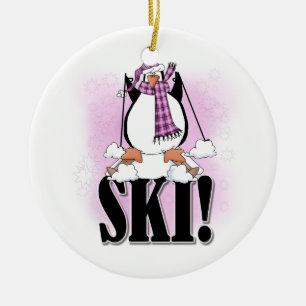 Pingvinet skidar Tshirts och gåvor Julgransprydnad Keramik