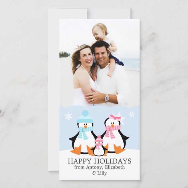 Pingvinfamilj Julkort (Framsida)