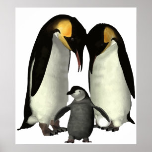 Pingvinfamiljaffisch Poster