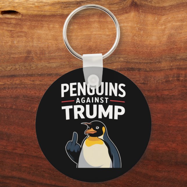 Pingvinfenor Upp Motstånd Pingviner Mot Trump Nyckelring (Framsida)