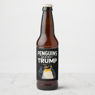 Pingvinfenor Upp Motstånd Pingviner Mot Trump Ölflaska Etikett
