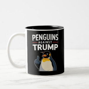 Pingvinfenor Upp Motstånd Pingviner Mot Trump Två-Tonad Mugg