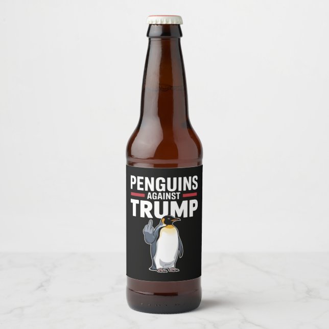 Pingvinfenor Upp Motstår Pingviner Mot Trump Ölflaska Etikett (Framsida)