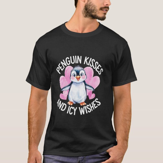 Pingvinkysar Och Isiga Önskningar T Shirt (Framsida)