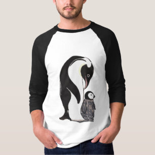 Pingvinmanar skjorta, vit och svart för Raglan T-shirt