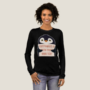 Pingvinmaskot som håller en skylt för anpassad tex t shirt
