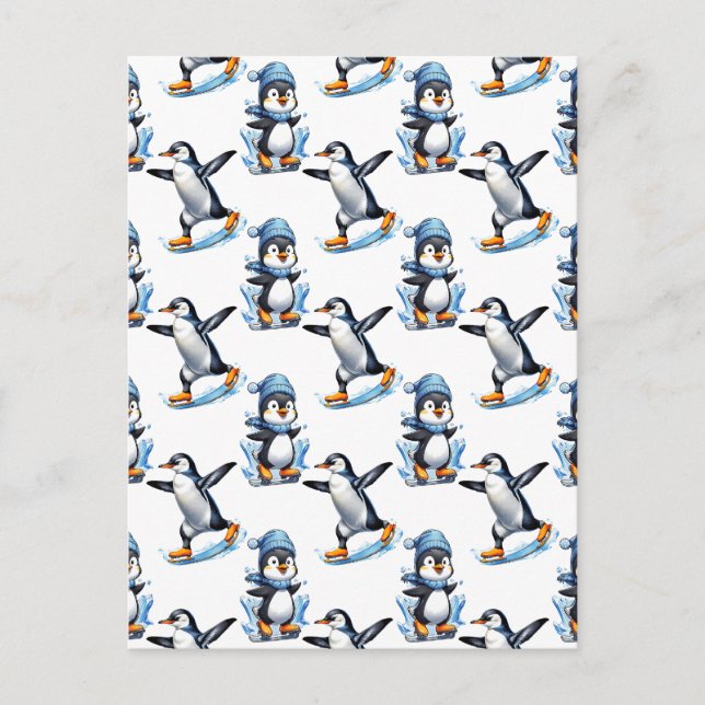 Pingvinmönsterdesign  vykort (Framsida)