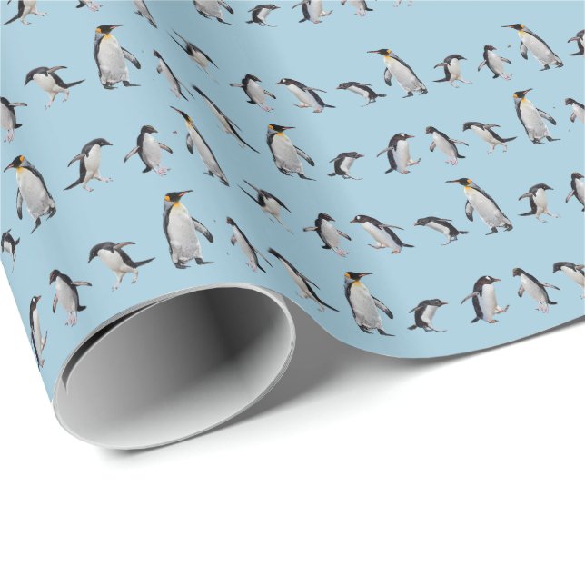 Pingvinsällskapspresentpapper (Välj din färg) Presentpapper (Rullad Hörn)