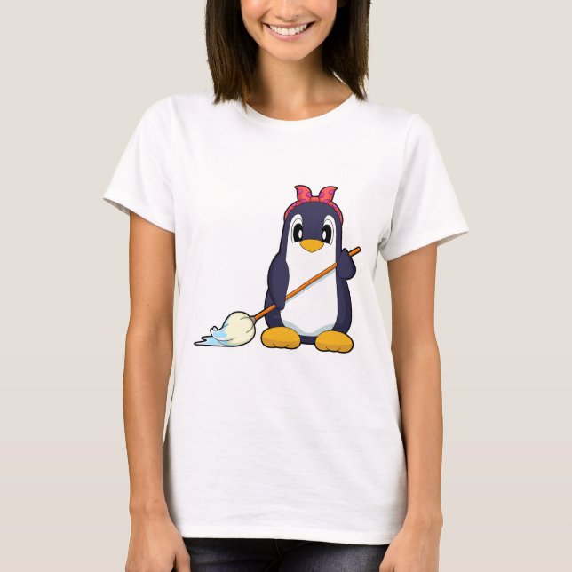 Pingvintvättmoppstädning T Shirt (Framsida)