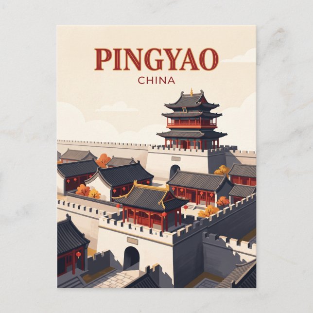 Pingyao gamla stad Kina Vykort (Framsida)