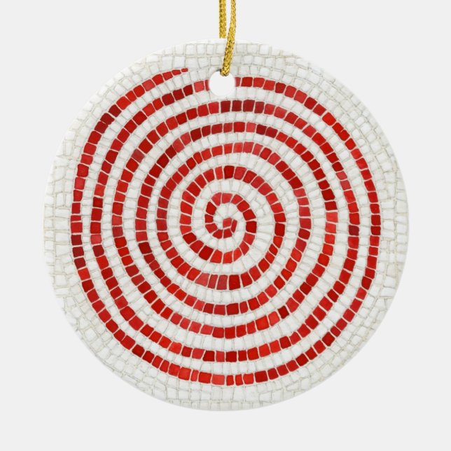 PINHJULSMOSAIK Keramisk Rund Ornament (Framsidan)