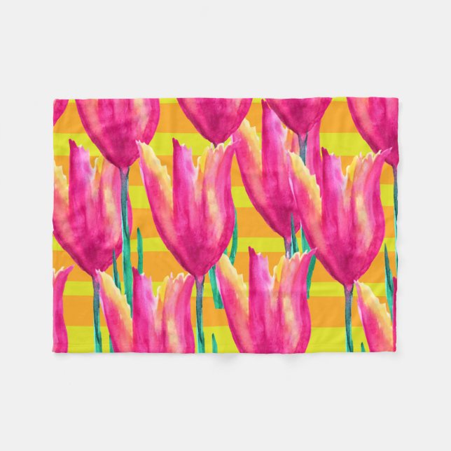 Pinik Tulips mönster Fleece Blanket (Framsidan (Horisontell))