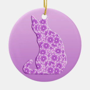 Pinjul Cat - lavender, lila Julgransprydnad Keramik