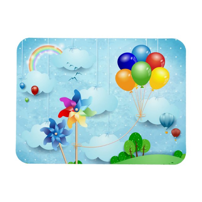 Pinjul och ballonger magnet (Horisontell)
