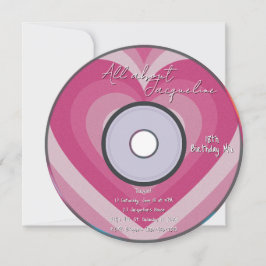 Pink 2000s Aura Hearts Music CD Birthday Inbjudningar