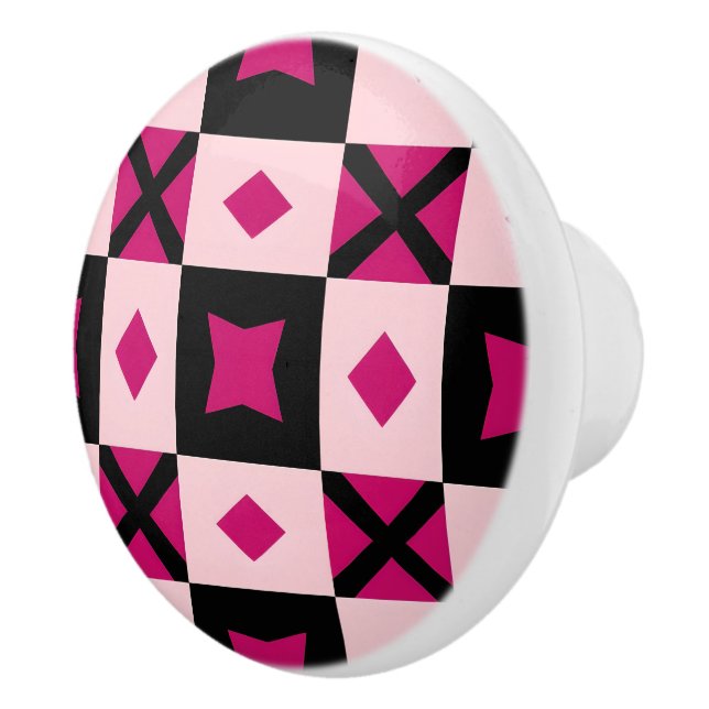 Pink 3 tone checkered door pull knopp (Höger)