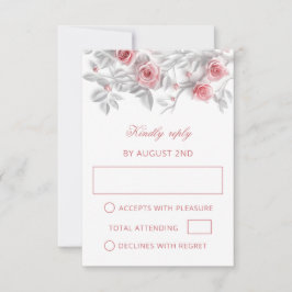 Pink 3D Roses Wedding OSA Kort