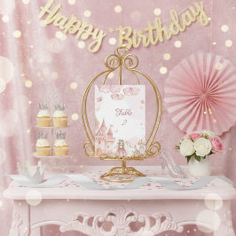 Pink 4th Royal Princess Castle Birthday Party Bordsnummer