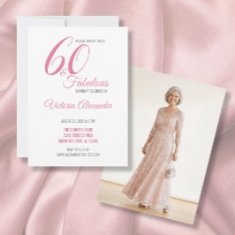 Pink 60 and Fabulous Elegant Script Birthday Inbjudningar