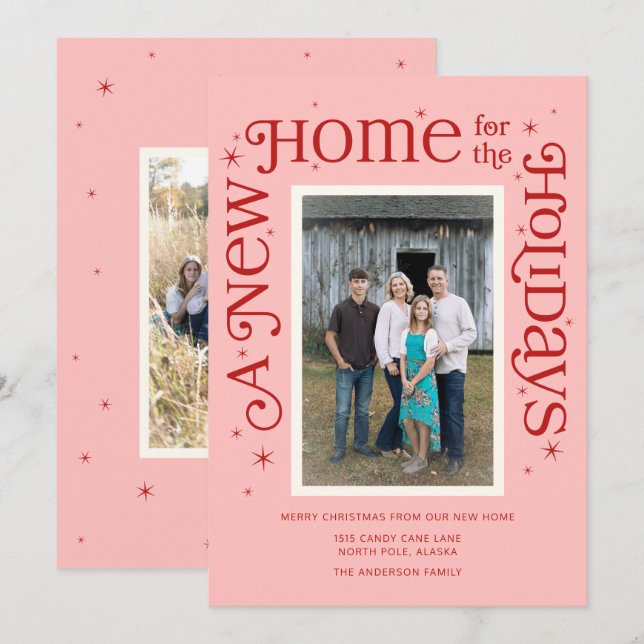 Pink A New Home for the Holidays Photo  Julkort (Fram/baksida)