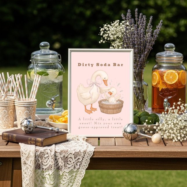 Pink A Silly Goose Dirty Soda Bar Sign Inbjudningar (Pink A Silly Goose Dirty Soda Bar Sign)
