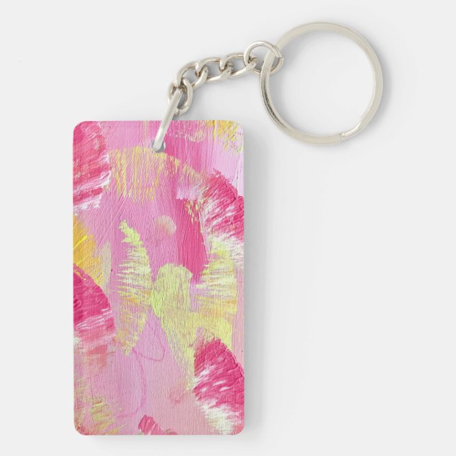 Pink Abstract Art Acrylic Keychain (Baksidan)