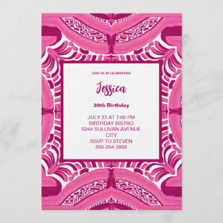 Pink Abstract Pattern Birthday Invitation Inbjudningar