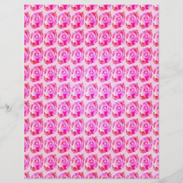 Pink Abstract Roses Bulk Scrapbook Paper Pages Reklamblad (Framsidan)