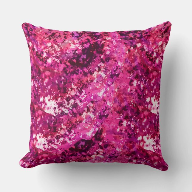 Pink Abstract Splatter Throw Pillow  Kudde (Framsida)