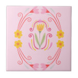 Pink Accent tile  Kakelplatta<br><div class="desc">Pink Floral Decorative tile.</div>