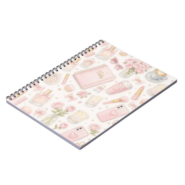 Pink Aesthetic Beauty Essentials Journal Cover Anteckningsbok (Vänstra Sidan)
