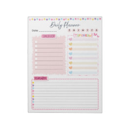 Pink Aesthetic Daily Planner Notepad Anteckningsblock