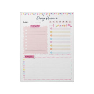 Pink Aesthetic Daily Planner Notepad Anteckningsblock