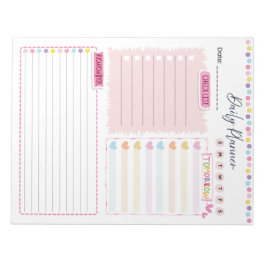 Pink Aesthetic Daily Planner Notepad Anteckningsblock