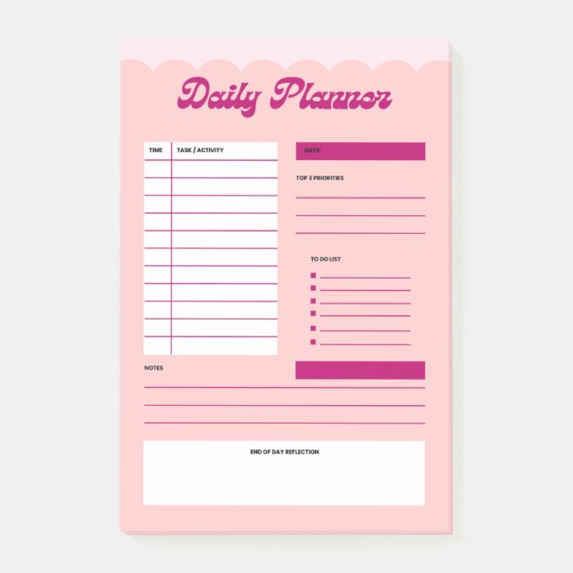 Pink Aesthetic Daily Planner Post-it® Notepad Post-it Block (Framsida)