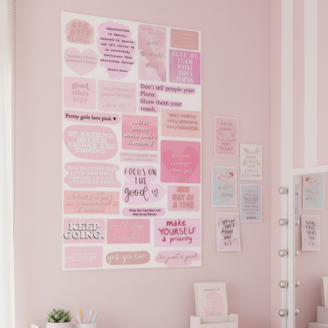 Pink Aesthetic Vision Board Quotes Poster (Skapare uppladdad)